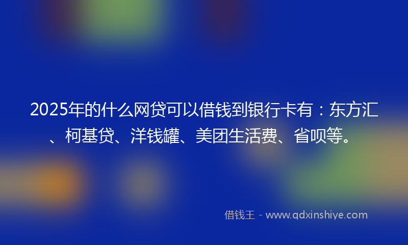2025年的什么网贷可以借钱到银行卡有：东方汇、柯基贷、洋钱罐、美团生活费、省呗等。