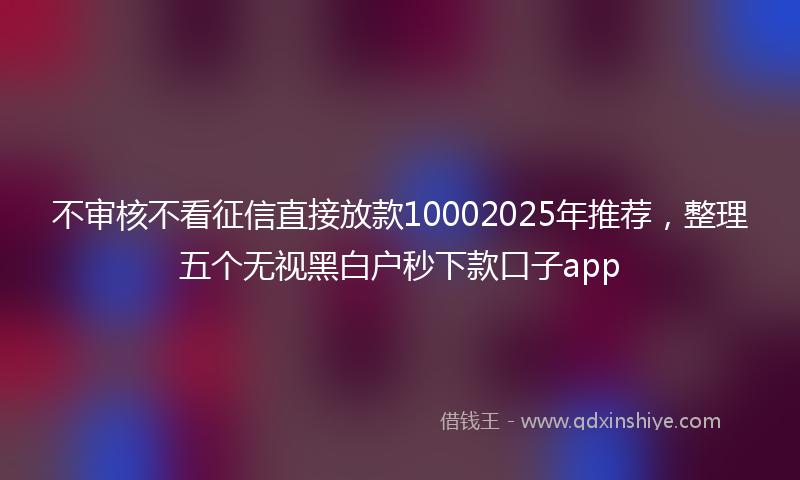 不审核不看征信直接放款10002025年推荐，整理五个无视黑白户秒下款口子app