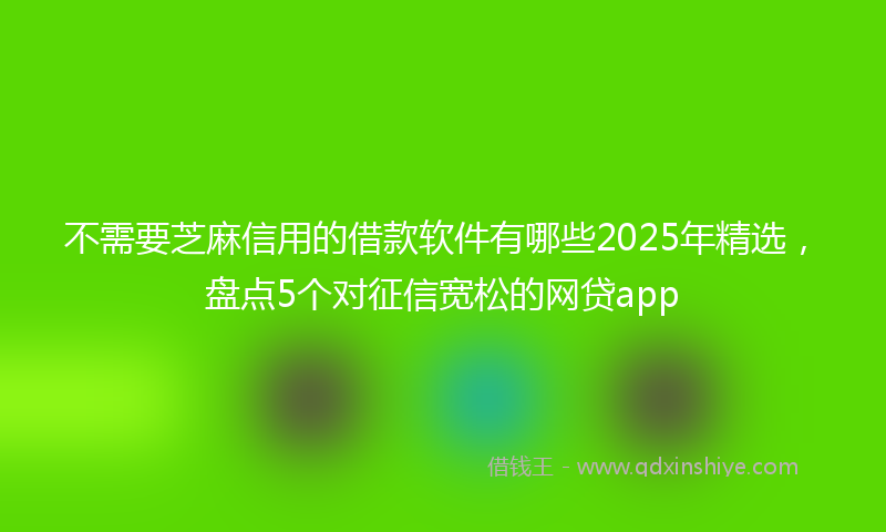 不需要芝麻信用的借款软件有哪些2025年精选，盘点5个对征信宽松的网贷app