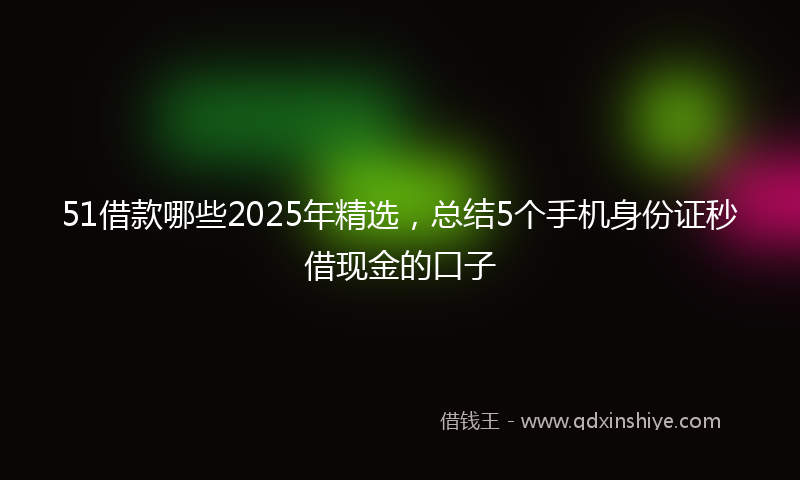 51借款哪些2025年精选，总结5个手机身份证秒借现金的口子