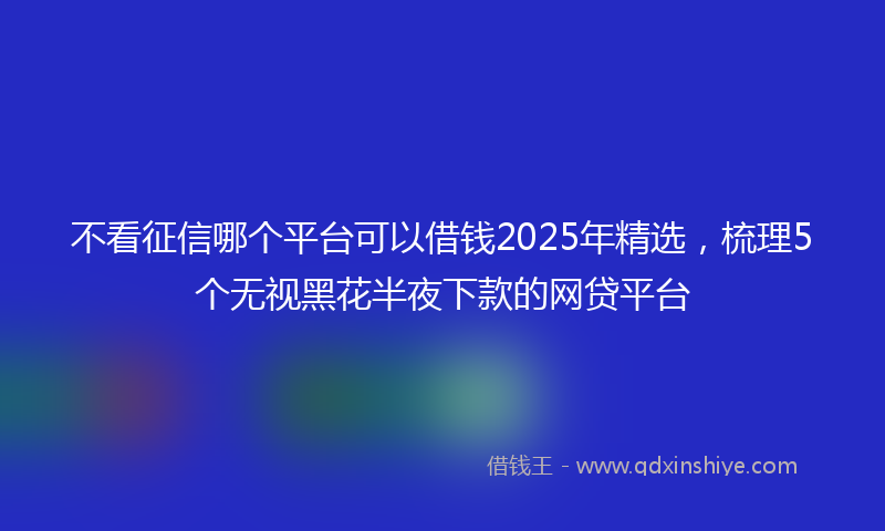 不看征信哪个平台可以借钱2025年精选，梳理5个无视黑花半夜下款的网贷平台