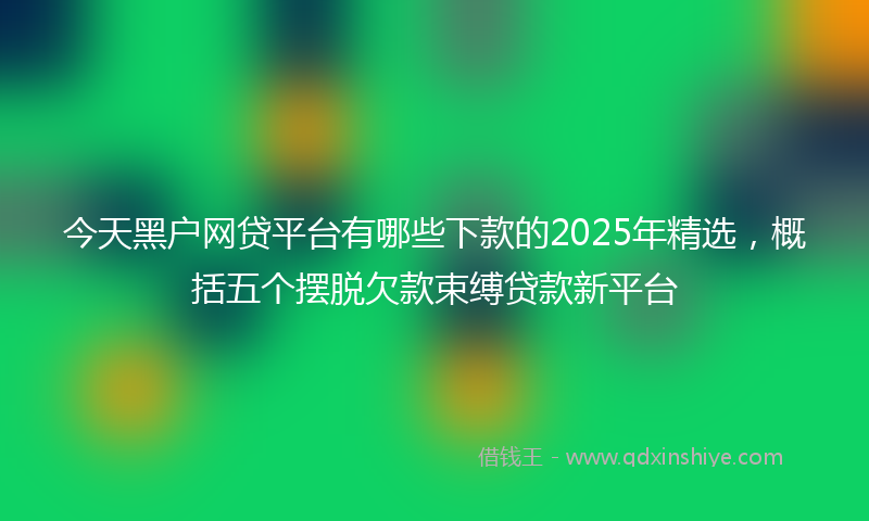 今天黑户网贷平台有哪些下款的2025年精选，概括五个摆脱欠款束缚贷款新平台
