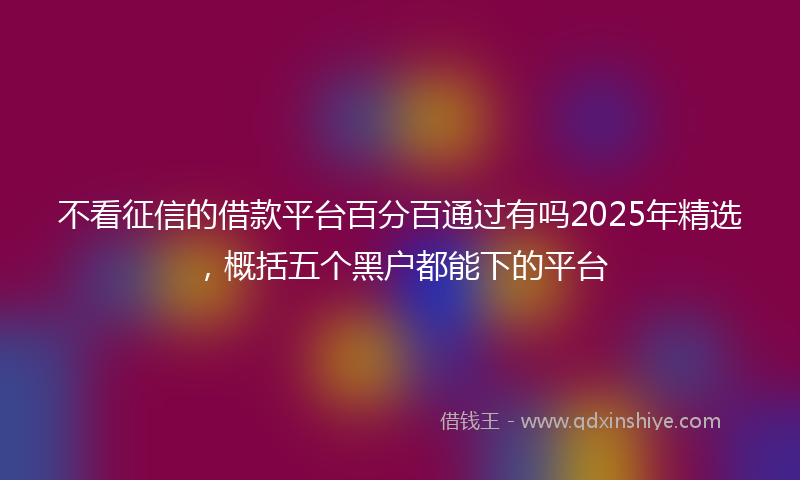 不看征信的借款平台百分百通过有吗2025年精选，概括五个黑户都能下的平台