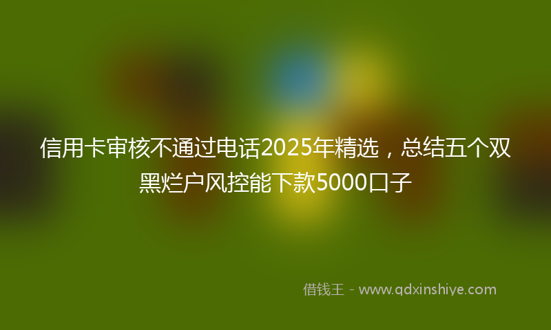 信用卡审核不通过电话2025年精选，总结五个双黑烂户风控能下款5000口子