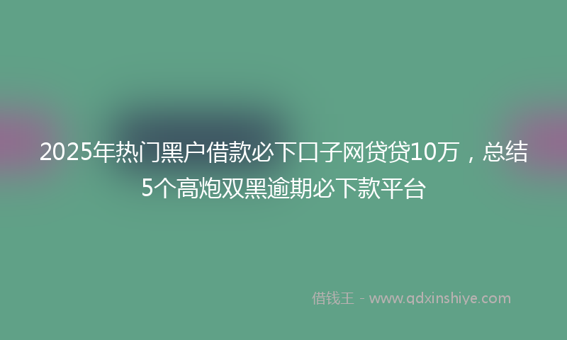 2025年热门黑户借款必下口子网贷贷10万，总结5个高炮双黑逾期必下款平台