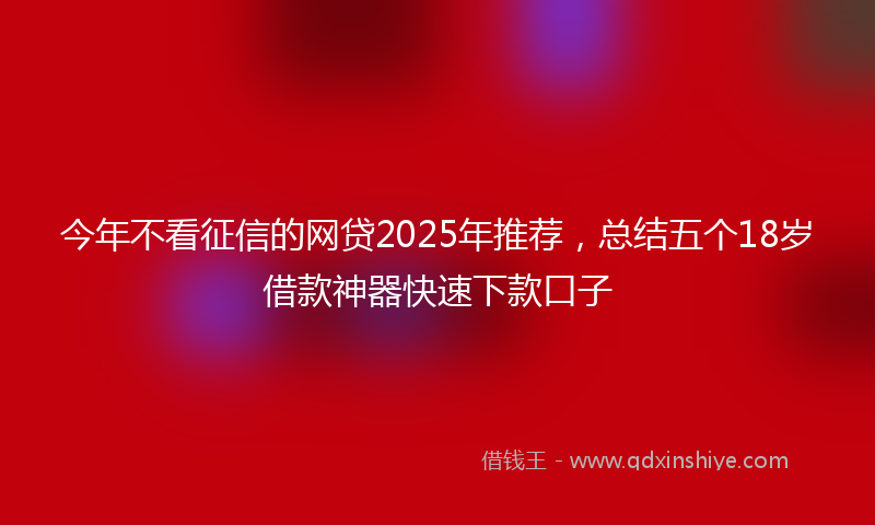 今年不看征信的网贷2025年推荐，总结五个18岁借款神器快速下款口子