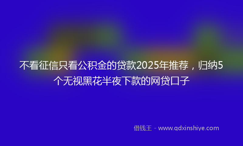 不看征信只看公积金的贷款2025年推荐，归纳5个无视黑花半夜下款的网贷口子