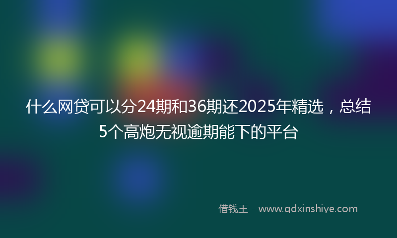 什么网贷可以分24期和36期还2025年精选，总结5个高炮无视逾期能下的平台