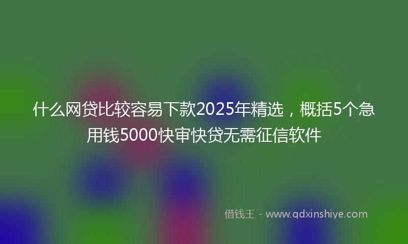 什么网贷比较容易下款2025年精选，概括5个急用钱5000快审快贷无需征信软件