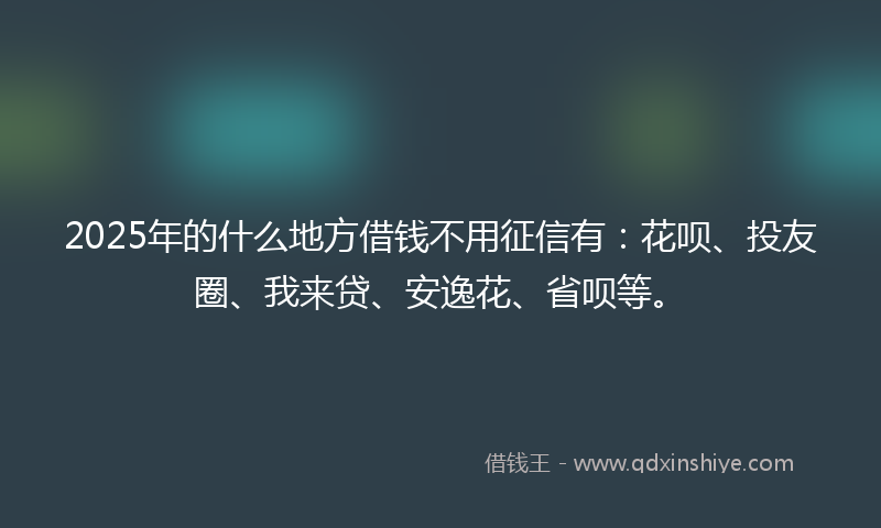2025年的什么地方借钱不用征信有：花呗、投友圈、我来贷、安逸花、省呗等。