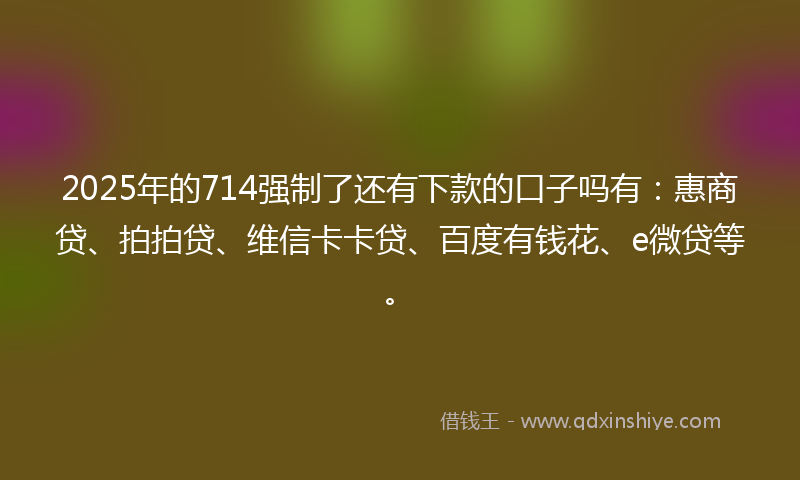 2025年的714强制了还有下款的口子吗有：惠商贷、拍拍贷、维信卡卡贷、百度有钱花、e微贷等。