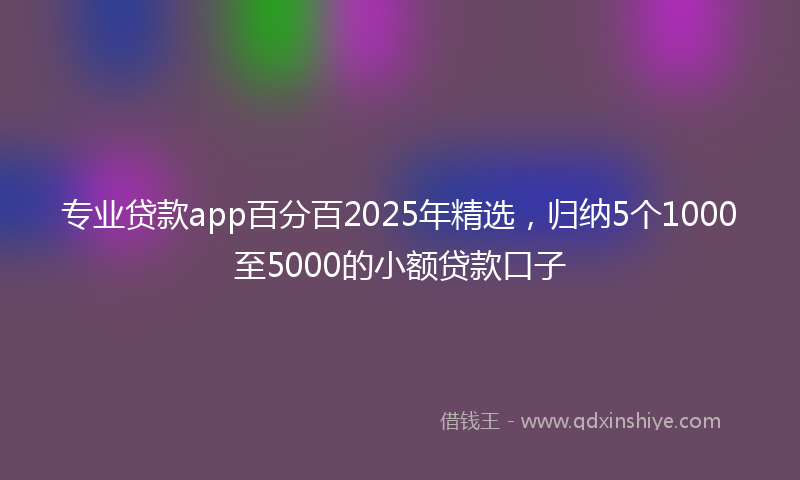 专业贷款app百分百2025年精选，归纳5个1000至5000的小额贷款口子