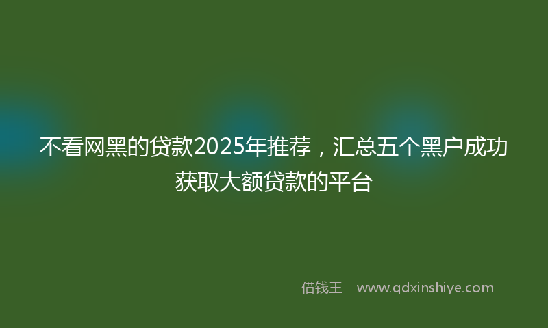 不看网黑的贷款2025年推荐，汇总五个黑户成功获取大额贷款的平台