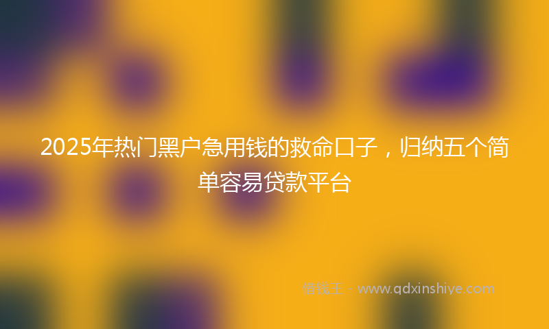 2025年热门黑户急用钱的救命口子，归纳五个简单容易贷款平台
