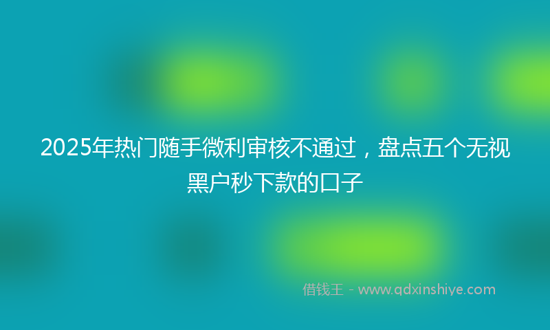 2025年热门随手微利审核不通过，盘点五个无视黑户秒下款的口子