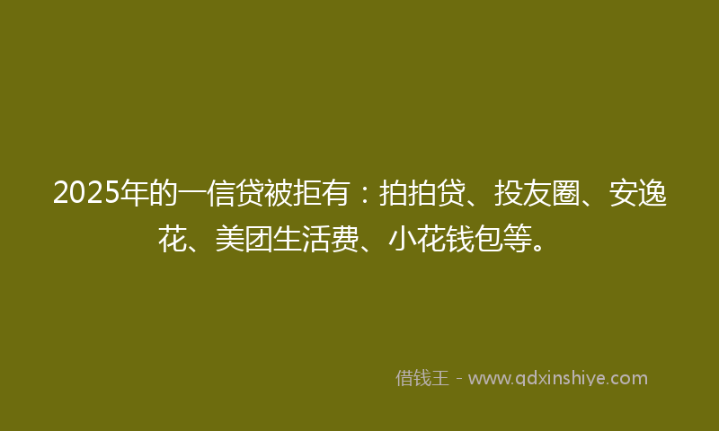 2025年的一信贷被拒有：拍拍贷、投友圈、安逸花、美团生活费、小花钱包等。