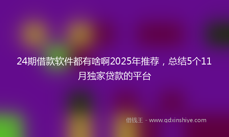 24期借款软件都有啥啊2025年推荐，总结5个11月独家贷款的平台