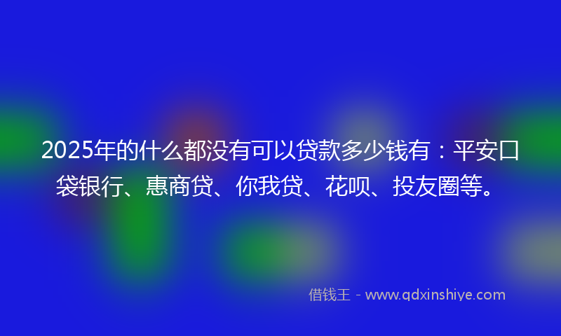 2025年的什么都没有可以贷款多少钱有：平安口袋银行、惠商贷、你我贷、花呗、投友圈等。