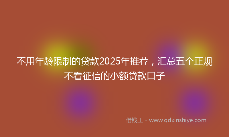 不用年龄限制的贷款2025年推荐，汇总五个正规不看征信的小额贷款口子