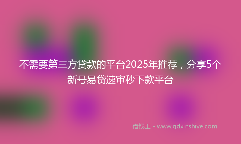 不需要第三方贷款的平台2025年推荐，分享5个新号易贷速审秒下款平台