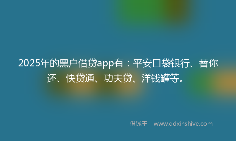 2025年的黑户借贷app有：平安口袋银行、替你还、快贷通、功夫贷、洋钱罐等。