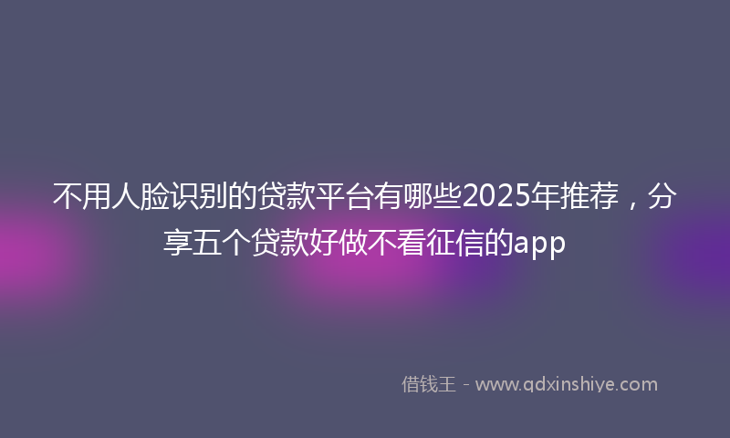 不用人脸识别的贷款平台有哪些2025年推荐，分享五个贷款好做不看征信的app