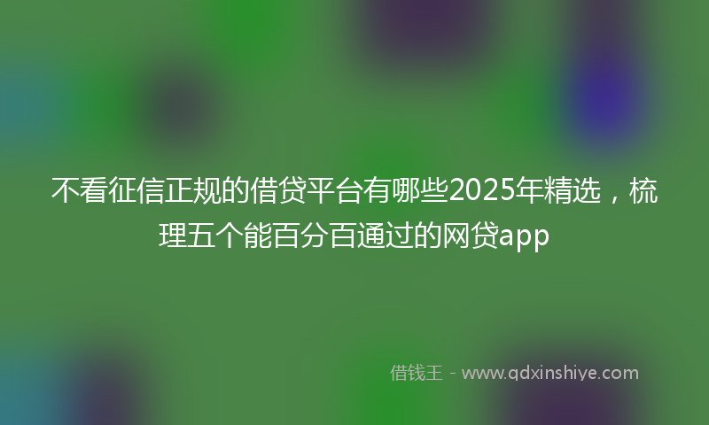 不看征信正规的借贷平台有哪些2025年精选，梳理五个能百分百通过的网贷app