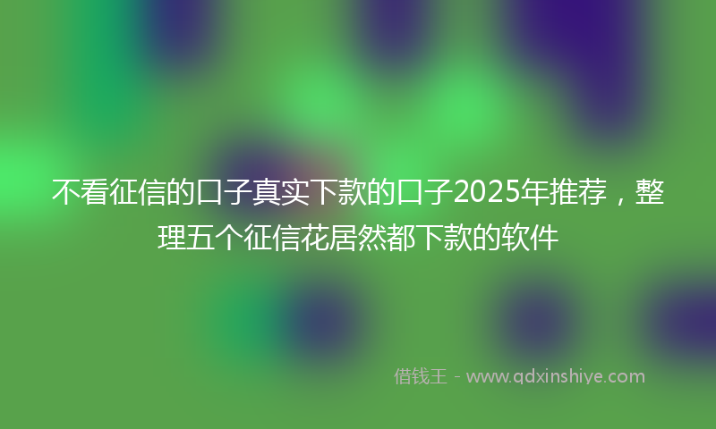 不看征信的口子真实下款的口子2025年推荐，整理五个征信花居然都下款的软件