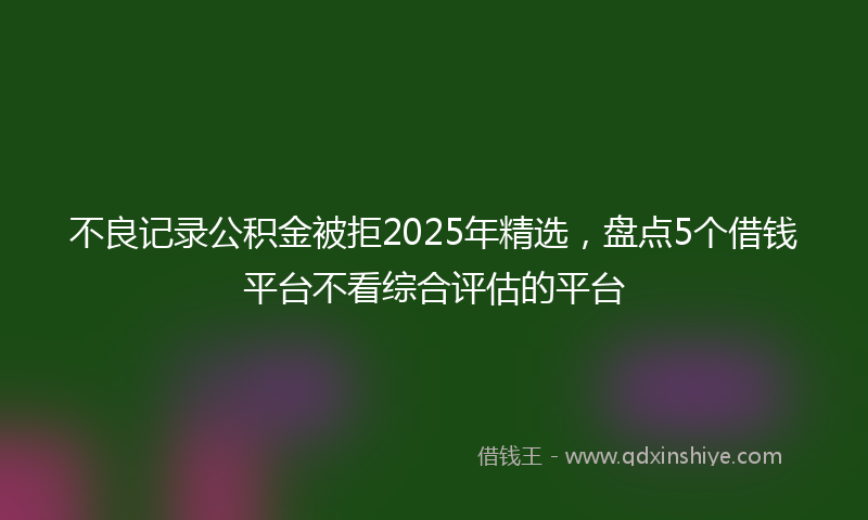 不良记录公积金被拒2025年精选，盘点5个借钱平台不看综合评估的平台