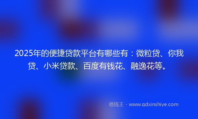 2025年的便捷贷款平台有哪些有：微粒贷、你我贷、小米贷款、百度有钱花、融逸花等。