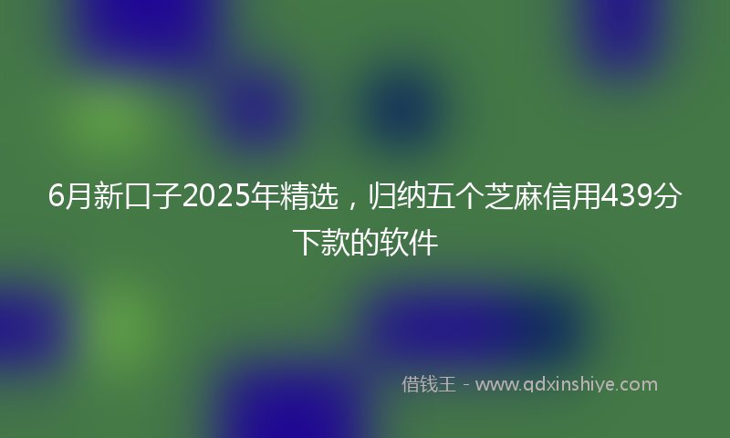 6月新口子2025年精选，归纳五个芝麻信用439分下款的软件