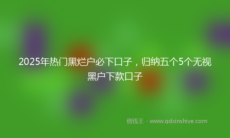 2025年热门黑烂户必下口子，归纳五个5个无视黑户下款口子