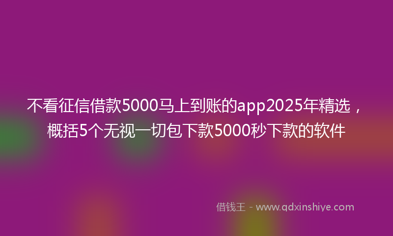 不看征信借款5000马上到账的app2025年精选，概括5个无视一切包下款5000秒下款的软件