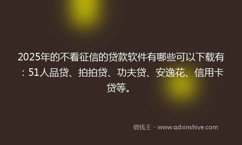 2025年的不看征信的贷款软件有哪些可以下载有：51人品贷、拍拍贷、功夫贷、安逸花、信用卡贷等。