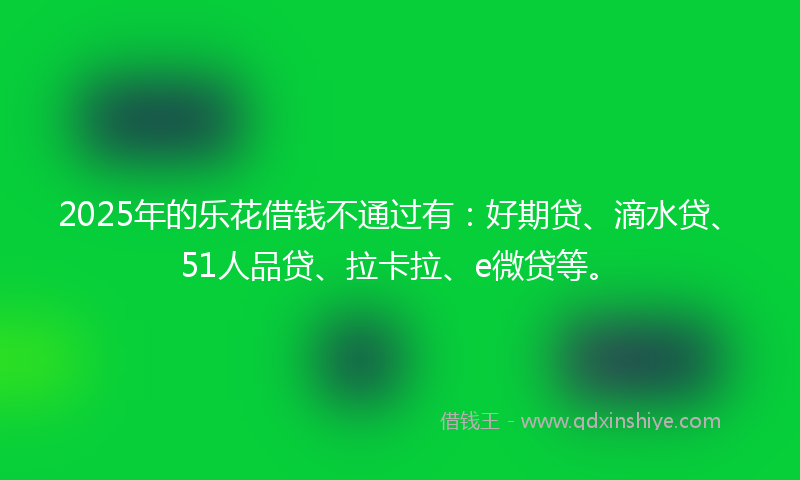 2025年的乐花借钱不通过有：好期贷、滴水贷、51人品贷、拉卡拉、e微贷等。