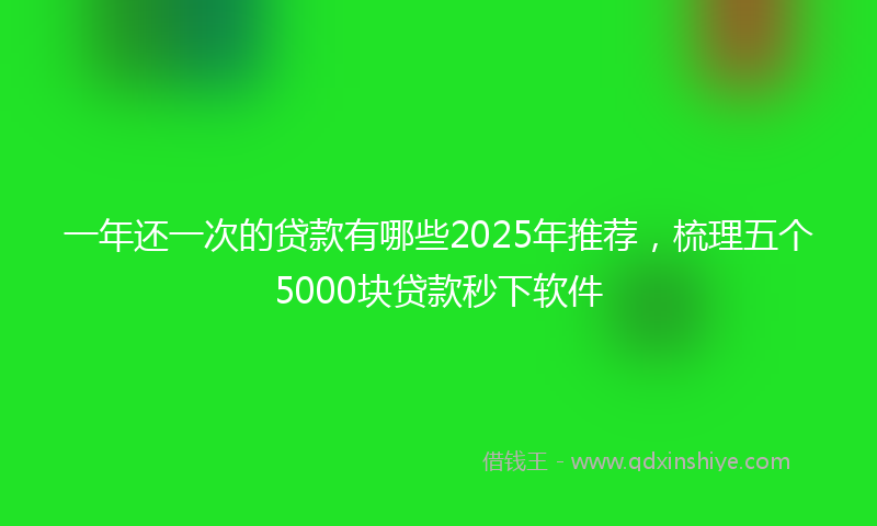 一年还一次的贷款有哪些2025年推荐，梳理五个5000块贷款秒下软件