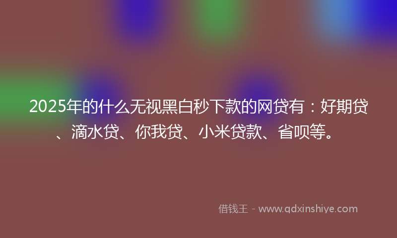 2025年的什么无视黑白秒下款的网贷有：好期贷、滴水贷、你我贷、小米贷款、省呗等。