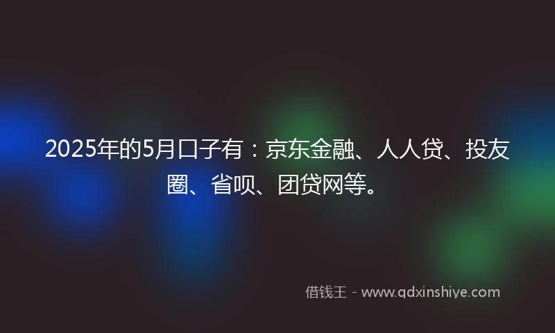 2025年的5月口子有：京东金融、人人贷、投友圈、省呗、团贷网等。