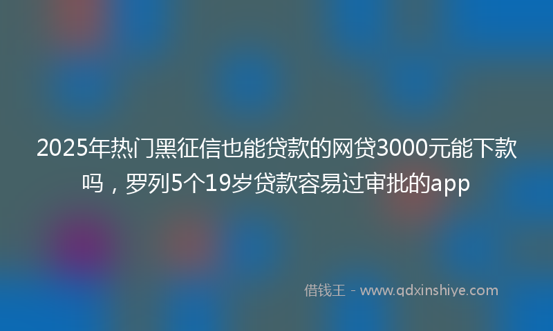 2025年热门黑征信也能贷款的网贷3000元能下款吗，罗列5个19岁贷款容易过审批的app