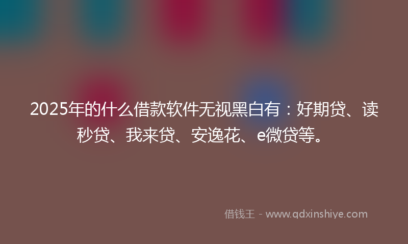 2025年的什么借款软件无视黑白有：好期贷、读秒贷、我来贷、安逸花、e微贷等。