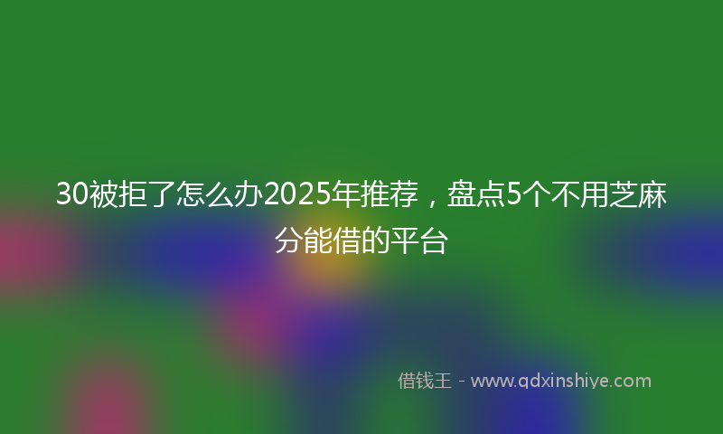 30被拒了怎么办2025年推荐，盘点5个不用芝麻分能借的平台