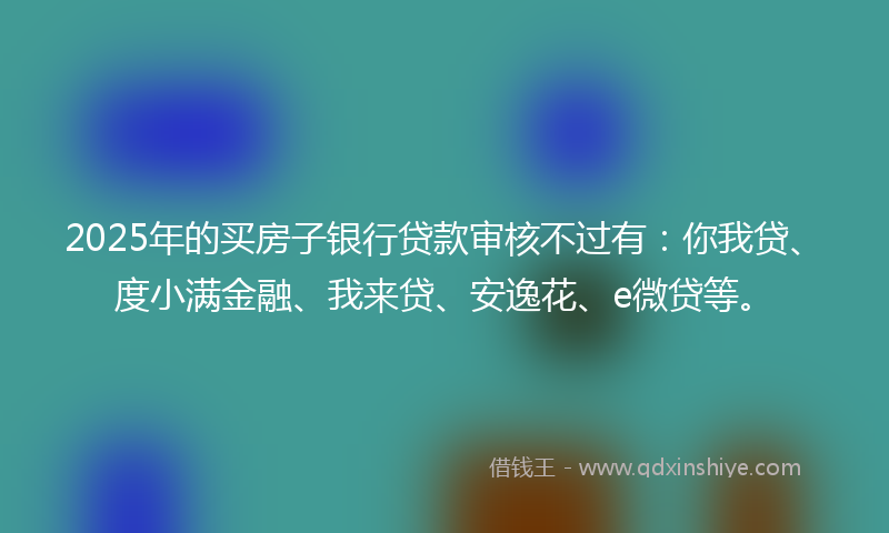 2025年的买房子银行贷款审核不过有：你我贷、度小满金融、我来贷、安逸花、e微贷等。