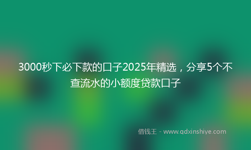 3000秒下必下款的口子2025年精选，分享5个不查流水的小额度贷款口子