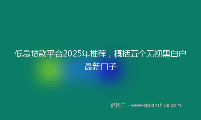 低息贷款平台2025年推荐，概括五个无视黑白户最新口子