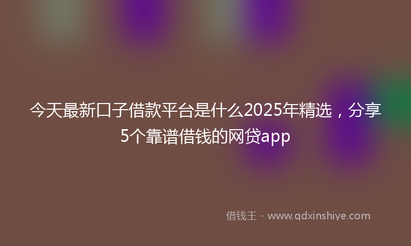 今天最新口子借款平台是什么2025年精选，分享5个靠谱借钱的网贷app