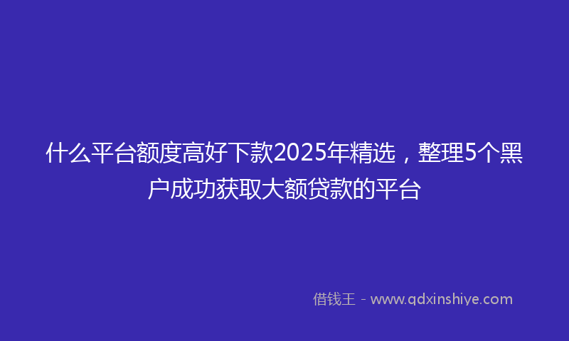 什么平台额度高好下款2025年精选，整理5个黑户成功获取大额贷款的平台