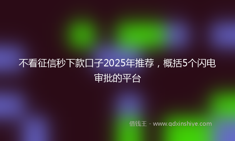 不看征信秒下款口子2025年推荐，概括5个闪电审批的平台
