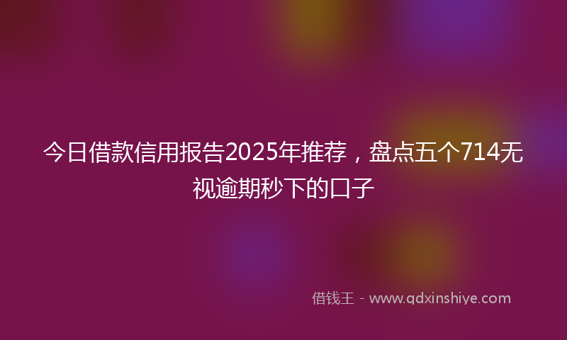 今日借款信用报告2025年推荐，盘点五个714无视逾期秒下的口子