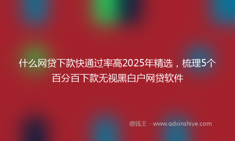 什么网贷下款快通过率高2025年精选，梳理5个百分百下款无视黑白户网贷软件