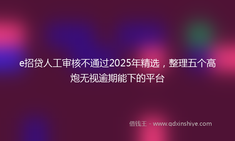 e招贷人工审核不通过2025年精选，整理五个高炮无视逾期能下的平台